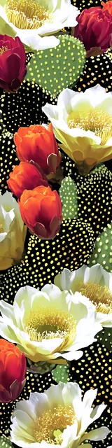 Free cactus bookmark featuring open flowers and a green cactus